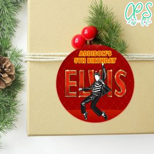 Elvis Circle Sticker Template Customizable to Print at Home Instant Download