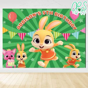 Jeni Pinkfong Birthday Backdrop Digital File Template Instant Download