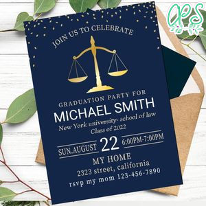 Lawyer Degree Invitation Customizable Template to Print at Home Instant Download