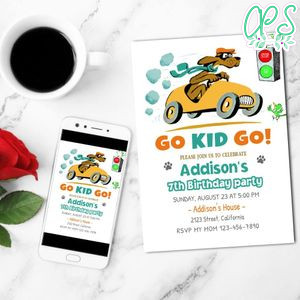 Go dog go Digital Invitation Customizable Template to Print at Home Instant Download