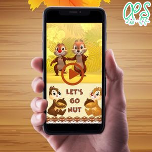 Chip and Dale Birthday Video Invitation Digital Template Customizable Instant Download