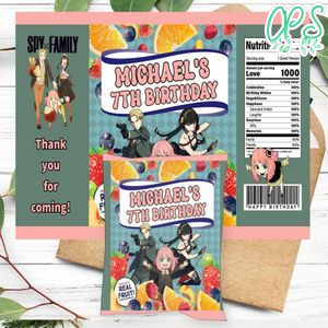 Spy Family Birthday Party Fruit Snack Bag Digital File Printable Instant Download