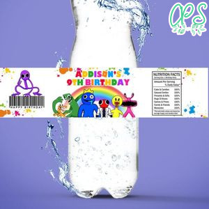 Rainbow Friends Roblox Birthday Water Bottle Label Template to Print at Home Instant Download