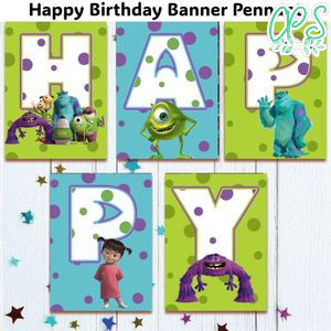 Monster Inc Banner Pennant Digital File Template Instant Download