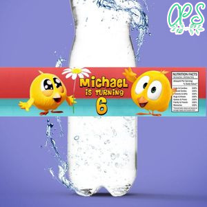 Pollito Chicky Birthday Water Bottle Label Template to Print at Home Instant Download