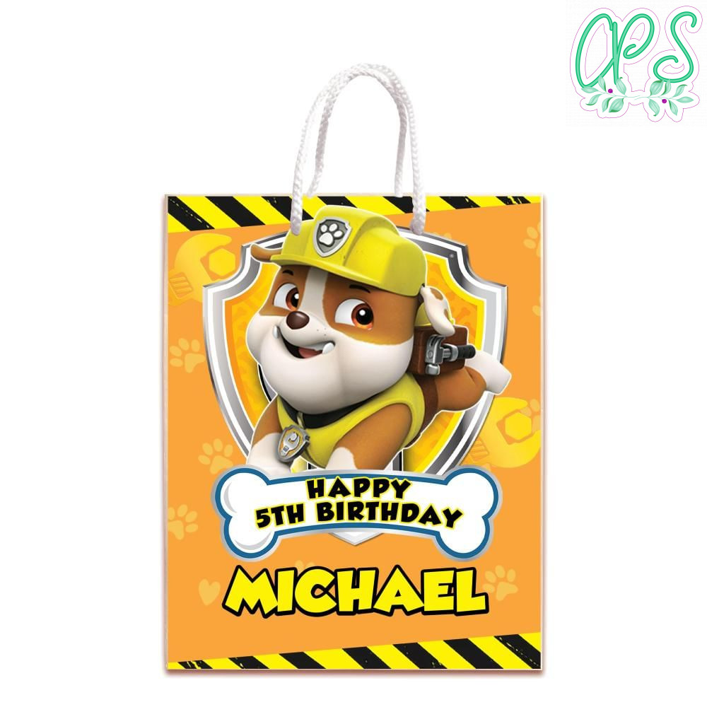 Rubble Paw Patrol Gift Bag Label Template Printable DIY | CustomPartyShirts
