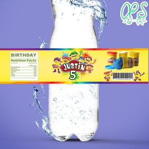 Play Doh Birthday Water Bottle Label Template to Print at Home Instant Download