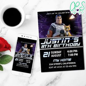 Buzz Lightyear Birthday Flyer Customizable Template to Print at Home Instant Download