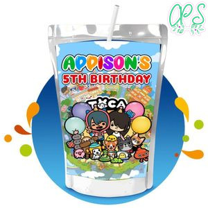 Toca Boca Capri Sun Birthday Labels Digital File Printable Instant Download