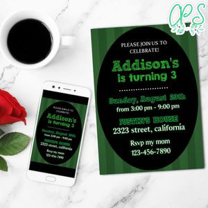 Dark green stripes Invitation Customizable Template to Print at Home Instant Download