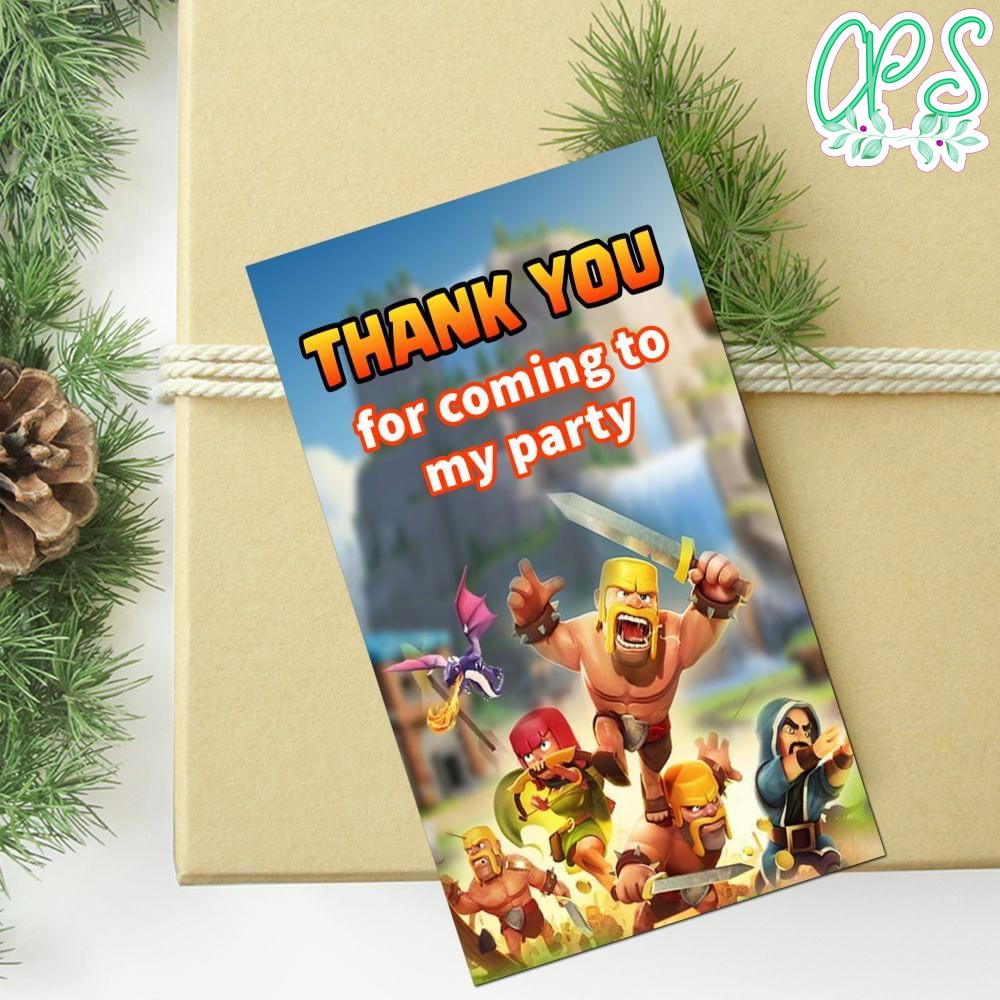 The Clash Of Clans Thank You Tag Customizable Template To Print At Home Instant Download