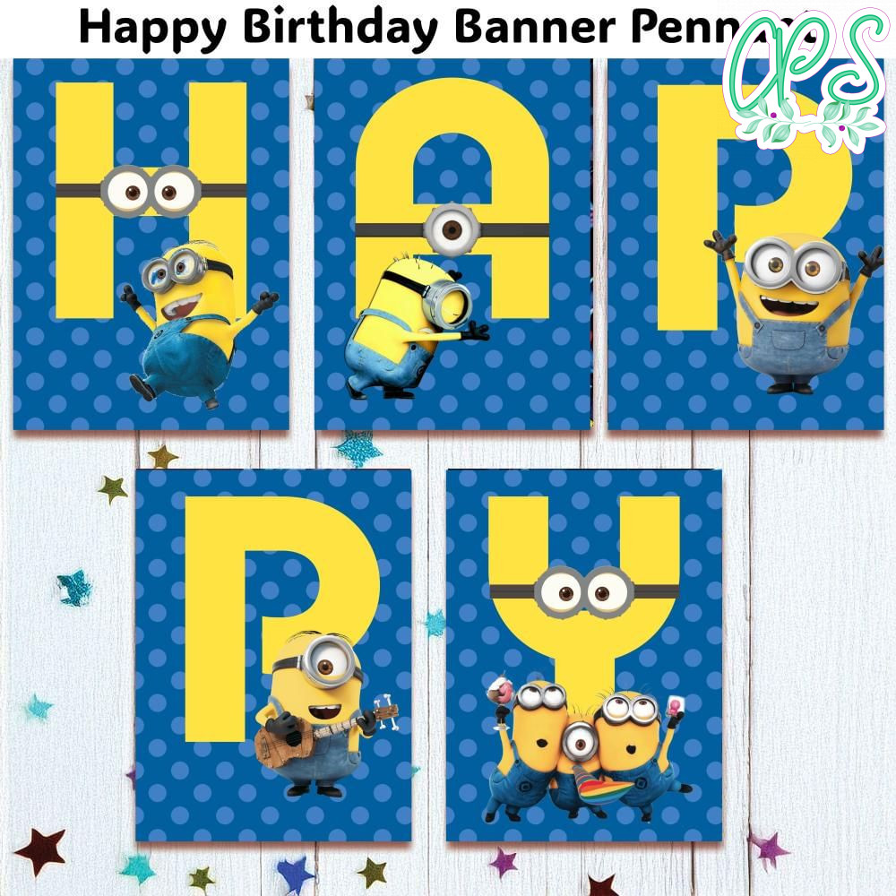 Minion Banner Pennant Digital File Template | CustomPartyShirts