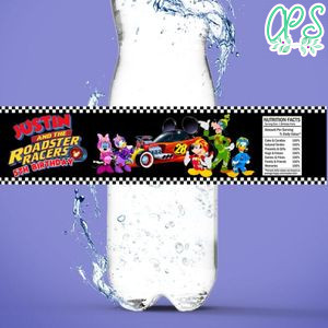 Mickey Roadster Racers Birthday Water Bottle Label Template to Print at Home Instant Download