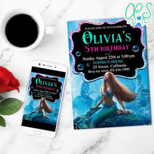 The Little Mermaid Invitation Customizable Template to Print at Home Instant Download
