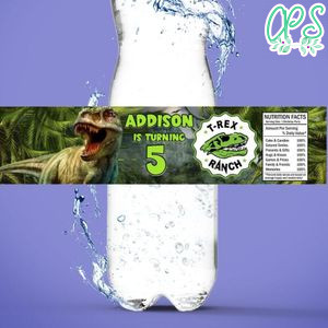 T-Rex Ranch Bottle Label Birthday Water Bottle Label Template to Print at Home Instant Download