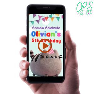 Cat Birthday Video Invitation Digital Template Customizable Instant Download