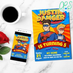 Kid Danger Birthday Flyer Customizable Template to Print at Home Instant Download