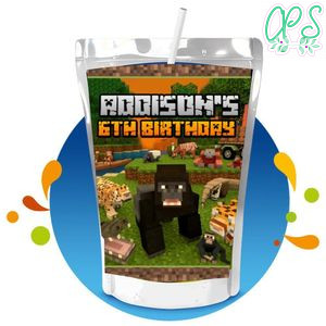 Jungle Minecraft Capri Sun Birthday Label Digital File Printable Instant Download