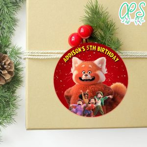 Turning Red Circle Sticker Template Customizable to Print at Home Instant Download