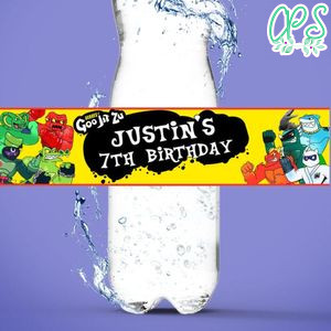 Goo Jit Zu Birthday Water Bottle Label Template to Print at Home Instant Download