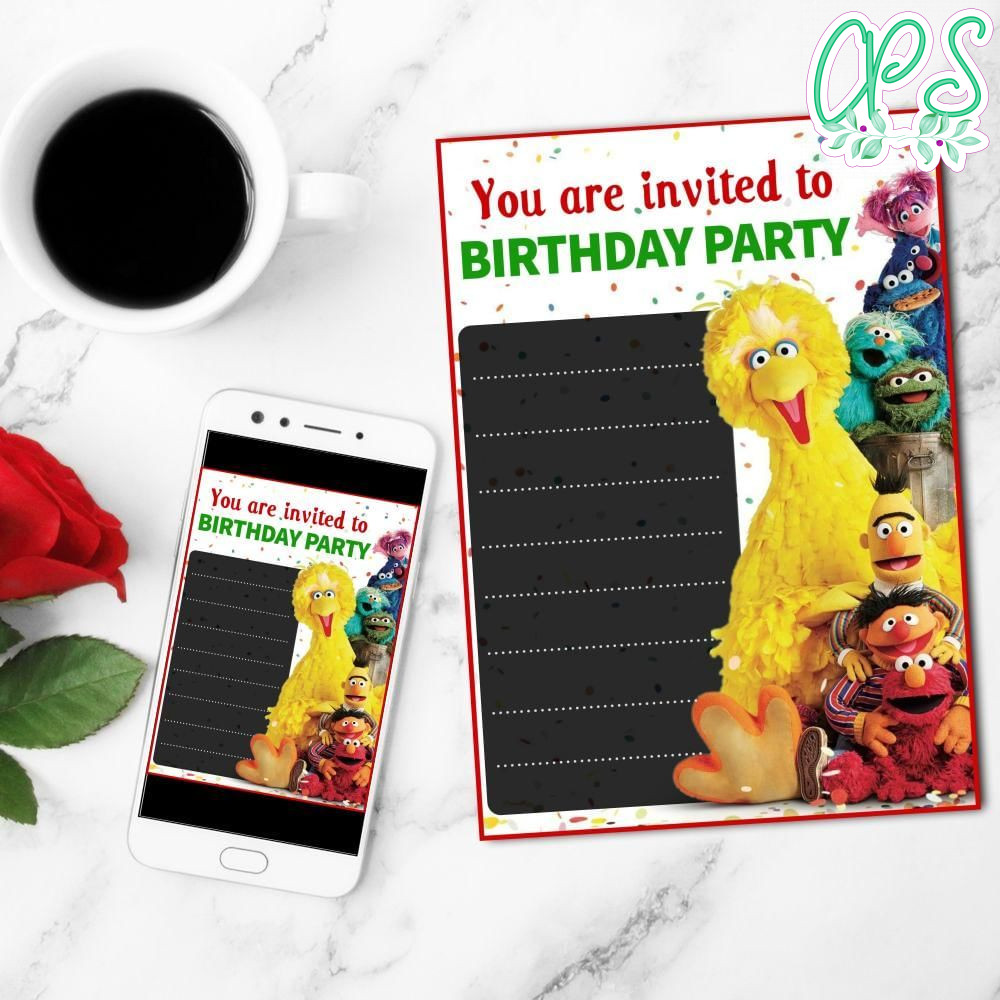 Sesame Street Fill In The Blank Mobile Invite Customizable Template Instant Download