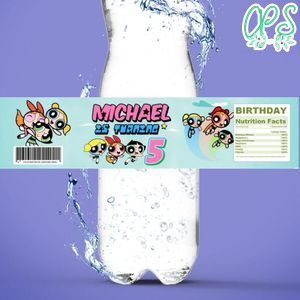 Powerpuff Birthday Water Bottle Label Template to Print at Home Instant Download