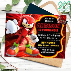 Knuckles Birthday Invitation Customizable Template to Print at Home Instant Download