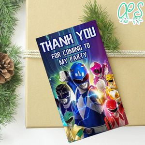 Power rangers Thank you tag Customizable Template to Print at Home Instant Download