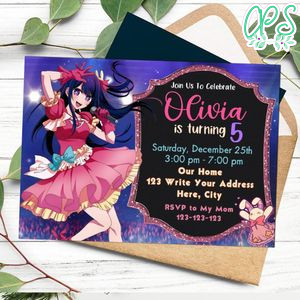 Oshi no ko Birthday Invitation Customizable Template to Print at Home Instant Download