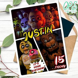 Five Nights at Freddy Personalized Birthday Card