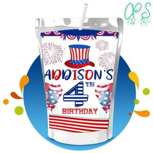 4th Of July Capri Sun Birthday Label Digital File Printable Instant Download