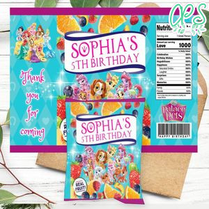 Princess Palace Pets Birthday Party Fruit Snack Bag Digital File Printable Instant Download