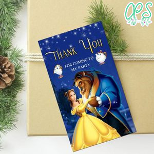 Beauty And Beast Thank you tag Customizable Template to Print at Home Instant Download