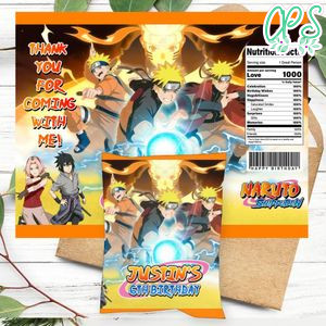 Naruto shippuden Birthday Party Chip Bag Digital File Printable Instant Download