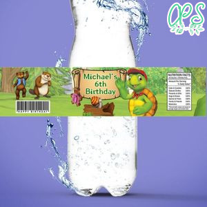 Franklin the turtle Birthday Water Bottle Label Template to Print at Home Instant Download