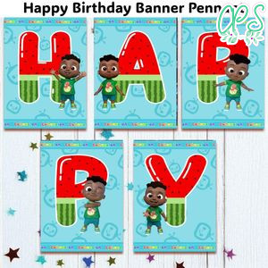 Cocomelon Cody Banner Pennant Digital File Template Instant Download