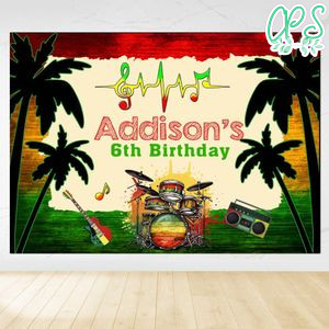 Reggae Birthday Backdrop Digital File Template Instant Download