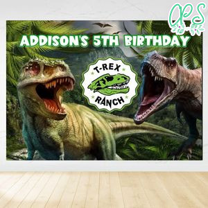 T-Rex Ranch Birthday Backdrop Digital File Template Instant Download