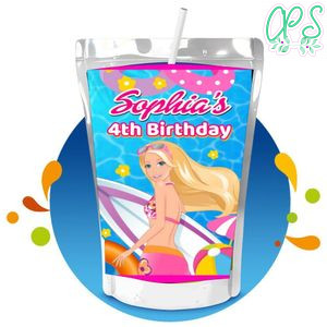 Barbie Pool Party Capri Sun Birthday Labels Digital File Printable Instant Download