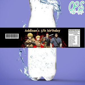 Vinland saga Birthday Water Bottle Label Template to Print at Home Instant Download