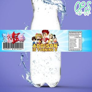 Monkart Birthday Water Bottle Label Template to Print at Home Instant Download