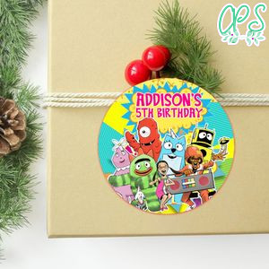 Yo Gabba Gabba Circle Sticker Template Customizable To Print At Home Instant Download