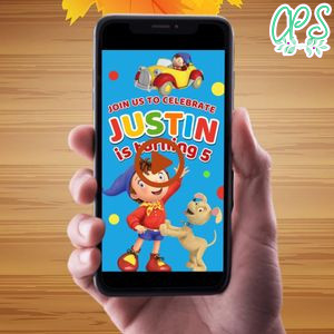 Noddy Birthday Video Invitation Digital Template Customizable Instant Download