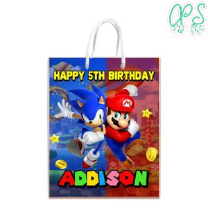Sonic Mario Gift Bag Label Template Printable Instant Download