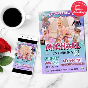 Girl Roblox Invitation With Photo Customizable Template to Print at Home Instant Download