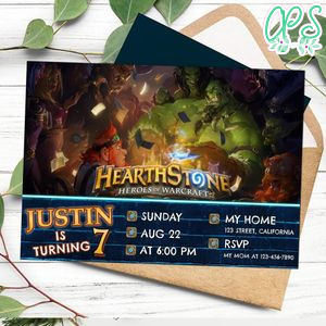 Hearthstone Birthday Invitation Customizable Template to Print at Home Instant Download
