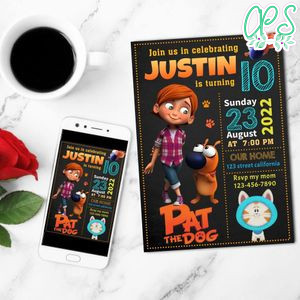 Pat The Dog Mobile Invite Customizable Template Instant Download