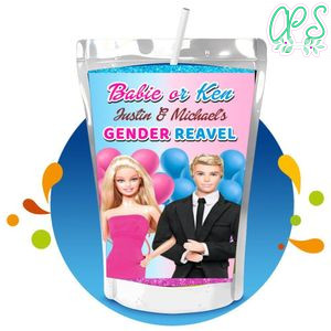 Barbie Gender Reveal Capri Sun Birthday Labels Digital File Printable Instant Download