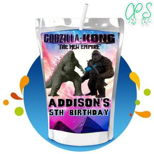 Godzilla Kong New Empire Capri Sun Birthday Labels Digital File Printable Instant Download