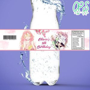 Mitsuri Birthday Water Bottle Label Template to Print at Home Instant Download